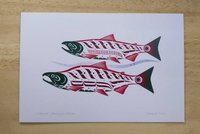 Natural Spawning Sockeye by Clarence Mills Haida Artist 6"x9" art card