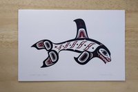 Haida Killer Whale by Clarence Mills Haida Artist 6"x9" art card