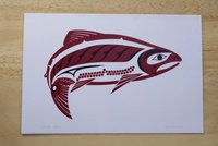 Haida Salmon by Clarence Mills Haida Artist 6"x9" art card