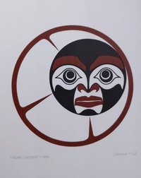 Haida Crescent Moon by Clarence Mills Haida Artist 6"x9" art card