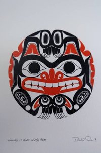 Haida Grizzly Bear Xhuwaji by Bill Reid Haida Artist 6"x9" Art Card