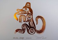 Haida Wolf by Bill Reid Haida Artist 6"x9" Copper Embossed Art Card