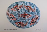 Swg’ag’ann Sockeye Salmon Pool by Bill Reid Haida Artist 6"x9" Art Card