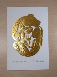 The Bear Mother by Bill Reid Haida Artist 6"x9" Gold Embossed Art Card