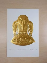 The Raven and the First Men by Bill Reid Haida Artist 6"x9" Gold Embossed Art Card