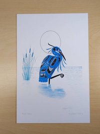 Blue Heron by Richard Shorty Northern Tutchone Yukon Artist 6"x9" Art Card
