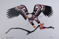 Eagle and Salmon by Richard Shorty Northern Tutchone Yukon Artist 6"x9" Art Card