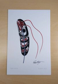 Eagle Feather by Richard Shorty Northern Tutchone Yukon Artist 6"x9" Art Card