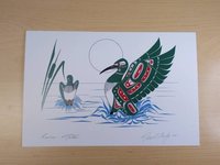 Loons - Mates by Richard Shorty Northern Tutchone Yukon Artist 6"x9" Art Card