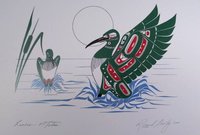 Loons - Mates by Richard Shorty Northern Tutchone Yukon Artist 6"x9" Art Card