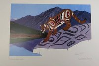 Mountain Lion Cougar by Richard Shorty Northern Tutchone Yukon Artist 6"x9" Art Card