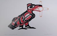 Raven Stealing the Sun by Richard Shorty Northern Tutchone Yukon Artist 6"x9" Art Card