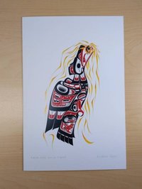 Raven with Sun in Mouth by Richard Shorty Northern Tutchone Yukon Artist 6"x9" Art Card