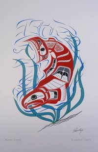 Salmon Eagle by Richard Shorty Northern Tutchone Yukon Artist 6"x9" Art Card