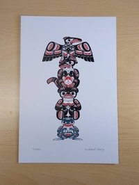 Totem by Richard Shorty Northern Tutchone Yukon Artist 6"x9" Art Card