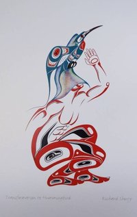 Transformation to Hummingbird by Richard Shorty Northern Tutchone Yukon Artist 6"x9" Art Card