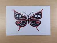 Butterfly and Ravens by Pauline Bull Salish Artist 6"x9" Art Card