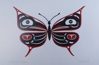 Butterfly and Ravens by Pauline Bull Salish Artist 6"x9" Art Card