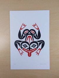 Frog by Pauline Bull Salish Artist 6"x9" Art Card