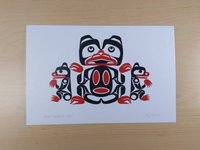 Bear Mother and Cubs by Eric Parnell Haida Artist 6"x9" Art Card No.498
