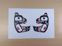 Haida Baby Raven and Eagle by Eric Parnell Haida Artist 6"x9" Art Card