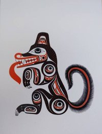 Godji Haida Wolf by Bill Reid Haida Artist 6"x9" Art Card