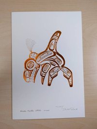 Haida Killer Whale by Bill Reid Haida Artist 6"x9" Copper Embossed Art Card