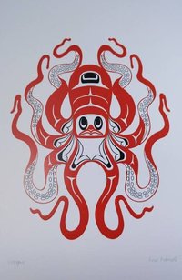 Octopus by Eric Parnell Haida Artist 6"x9" Art Card
