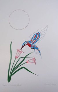 Serenity Hummingbird by Richard Shorty Northern Tutchone Yukon Artist 6"x9" Art Card
