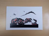 Bear and Cubs Child's Play by Richard Shorty Northern Tutchone Yukon Artist 6"x9" Art Card