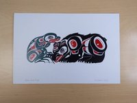 Bear and Frog by Richard Shorty Northern Tutchone Yukon Artist 6"x9" Art Card