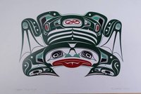 Copper Tone Frog by Richard Shorty Northern Tutchone Yukon Artist 6"x9" Art Card