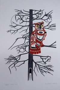 Copper Tone Owl by Richard Shorty Northern Tutchone Yukon Artist 6"x9" Art Card