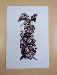 Family Totem by Richard Shorty Northern Tutchone Yukon Artist 6"x9" Art Card