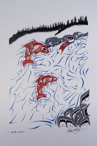 Up the Creek Salmon by Richard Shorty Northern Tutchone Yukon Artist 6"x9" Art Card