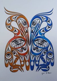 Herons - For Life 2 by Joe Wilson Salish Artist 6"x9" Art Card
