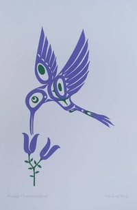 Purple Hummingbird by Pauline Bull Salish Artist 6"x9" Art Card