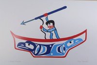 Canoe Hunter by Eric Parnell Haida Artist 6"x9" Art Card