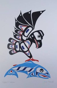 Eagle and Salmon by Eric Parnell Haida Artist 6"x9" Art Card