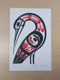 Heron by George Pennier Coast Salish Artist 6"x9" Art Card