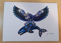Thunderbird and Killer Whale by Joe Wilson Salish Artist 6"x9" Art Card