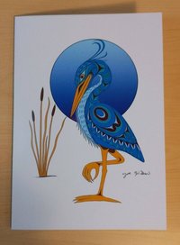 Blue Heron by Joe Wilson Salish Artist 6"x9" Art Card