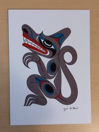 Salish Wolf by Joe Wilson Salish Artist 6"x9" Art Card