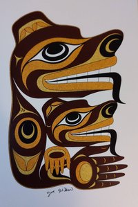 Mother Bear and Cub by Joe Wilson Salish Artist 6"x9" Art Card