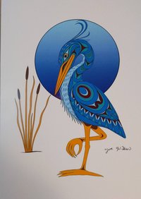 Blue Heron by Joe Wilson Salish Artist 6"x9" Art Card