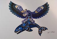 Thunderbird and Killer Whale by Joe Wilson Salish Artist 6"x9" Art Card