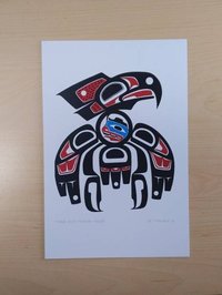 Hawk With Human Inside by Joe Mandur Jr Haida Artist 6"x9" Art Card