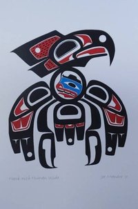Hawk With Human Inside by Joe Mandur Jr Haida Artist 6"x9" Art Card