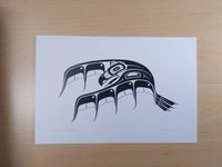 Raven in Flight by Carl Stromquist Salish Artist 6"x9" Art Card