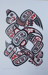 Eagle Taking Whale Back Home by Lloyd Harsch Haida Artist 6"x9" Art Card